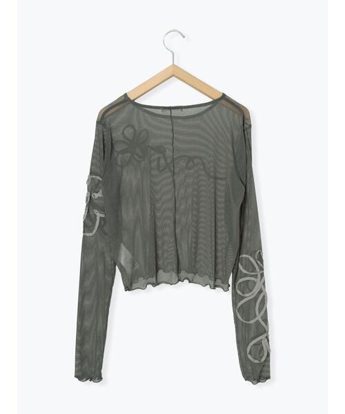 ehka sopo（エヘカソポ）の「花テープカットソー（Tシャツ/カットソー・レディース・ダークオレンジ/ブラック/グレー/キナリ・F）」の17枚目の写真