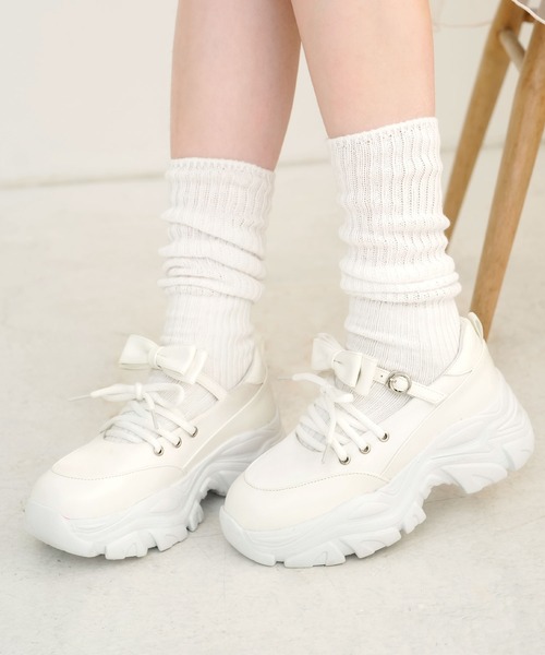 厚底リボンレースアップスニーカーパンプス（シューズ小物/雑貨