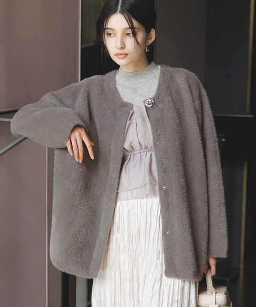 VIS(ビス)の「メタルボタンファーニットコート(その他アウター・レディース・ブラウン/オフホワイト・FREE)」の18枚目の写真