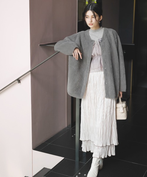 VIS(ビス)の「メタルボタンファーニットコート(その他アウター・レディース・ブラウン/オフホワイト・FREE)」の19枚目の写真