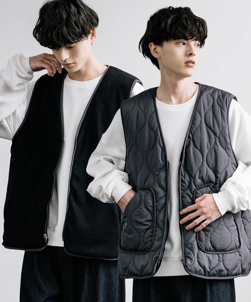 セール】ひょうたんキルト×フリース 2WAYリバーシブル中綿入り前開き