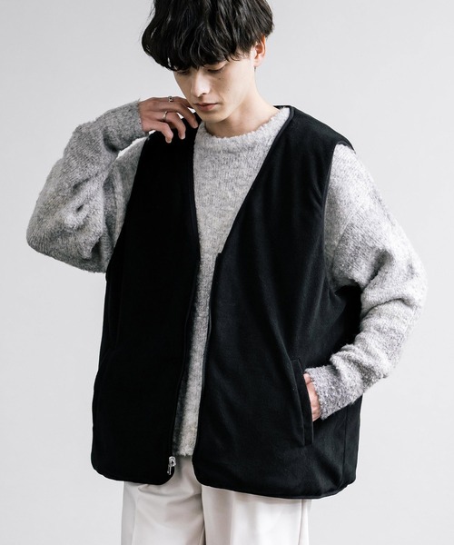 Rocky Monroe(ロッキーモンロー)の「ひょうたんキルト×フリース 2WAYリバーシブル中綿入り前開きベスト(ダウンベスト・メンズ・チャコール/グレー/ブラック/カーキ・M/L/XL)」の9枚目の写真