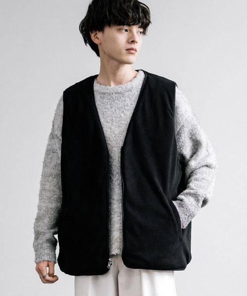 Rocky Monroe(ロッキーモンロー)の「ひょうたんキルト×フリース 2WAYリバーシブル中綿入り前開きベスト(ダウンベスト・メンズ・チャコール/グレー/ブラック/カーキ・M/L/XL)」の11枚目の写真