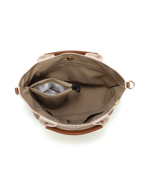 BASE（ベース）の「【ペットボトルホルダー付き】 2way バイカラー ショルダートートバッグ（トートバッグ・レディース・グレー/ブラウン系その他/アイボリー/ブラック・FREE）」の11枚目の写真