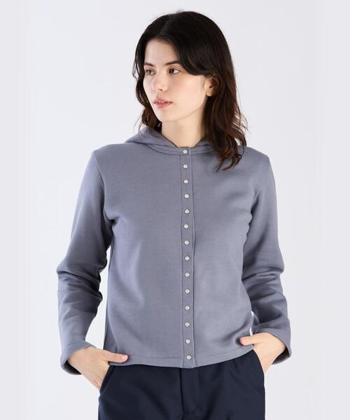 agnes b.(アニエスベー)の「オーガニックコットン メルトン 長袖 カーディガンプレッション "Capuche"(カーディガン/ボレロ・レディース・グレー・3/1/2)」の1枚目の写真