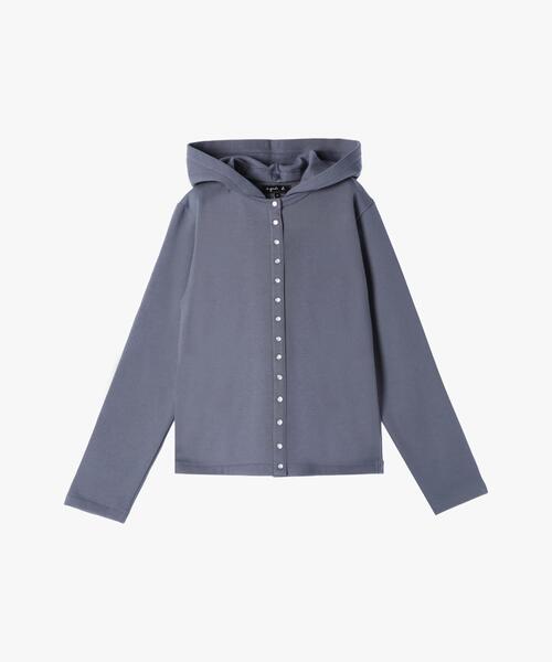 agnes b.(アニエスベー)の「オーガニックコットン メルトン 長袖 カーディガンプレッション "Capuche"(カーディガン/ボレロ・レディース・グレー・3/1/2)」の2枚目の写真
