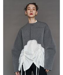 UN3D. | IRREGULAR HEM SHORT JK / イレギュラーヘムショートジャケット(ノーカラージャケット)