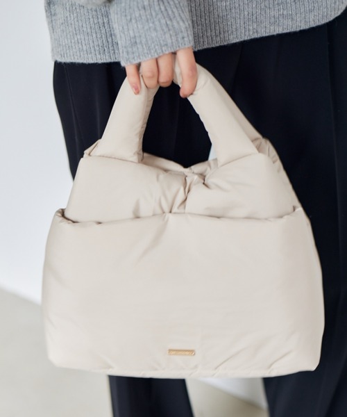 BARNYARDSTORM(バンヤードストーム)の「BARNYARDSTORM / ラインテープ2wayパフトート(トートバッグ・レディース・ライトグレー/キナリ/ブラック/ピンク・FREE)」の2枚目の写真