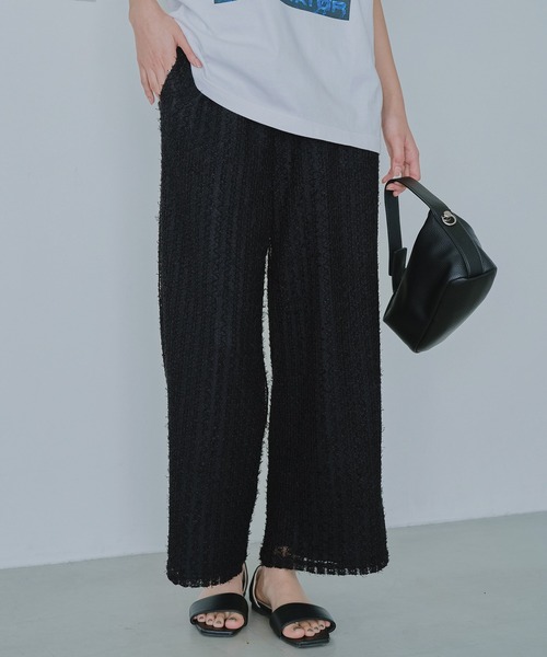 LAVEANGE（ラビアンジェ）の「ストライプレースイージーパンツ（その他パンツ・レディース・オフホワイト/ブラック・M/LL/3L/4L/5L）」の14枚目の写真