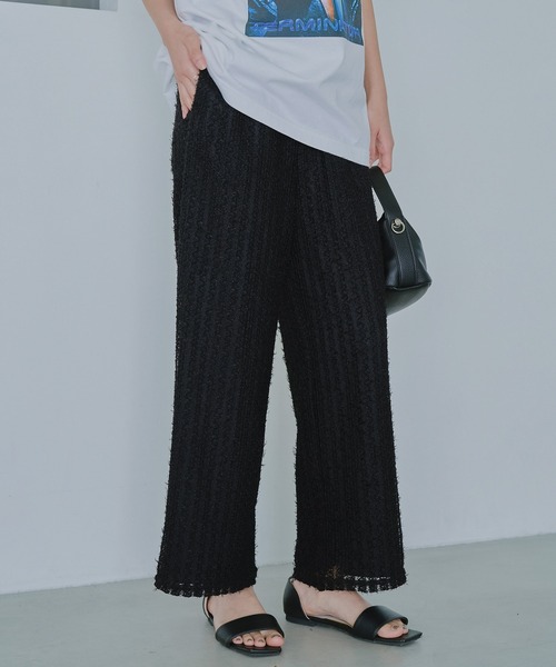 LAVEANGE（ラビアンジェ）の「ストライプレースイージーパンツ（その他パンツ・レディース・オフホワイト/ブラック・M/LL/3L/4L/5L）」の16枚目の写真