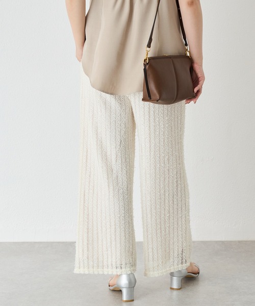 LAVEANGE（ラビアンジェ）の「ストライプレースイージーパンツ（その他パンツ・レディース・オフホワイト/ブラック・M/LL/3L/4L/5L）」の7枚目の写真