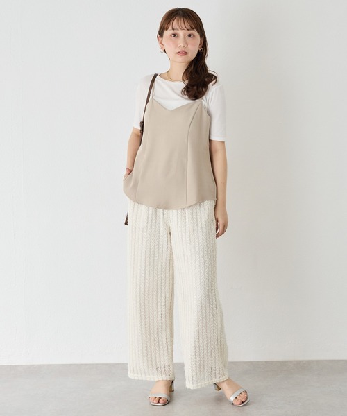 LAVEANGE（ラビアンジェ）の「ストライプレースイージーパンツ（その他パンツ・レディース・オフホワイト/ブラック・M/LL/3L/4L/5L）」の9枚目の写真