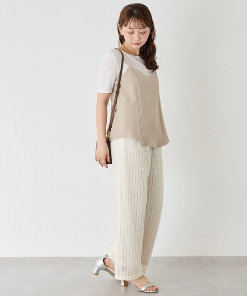 LAVEANGE（ラビアンジェ）の「ストライプレースイージーパンツ（その他パンツ・レディース・オフホワイト/ブラック・M/LL/3L/4L/5L）」の12枚目の写真