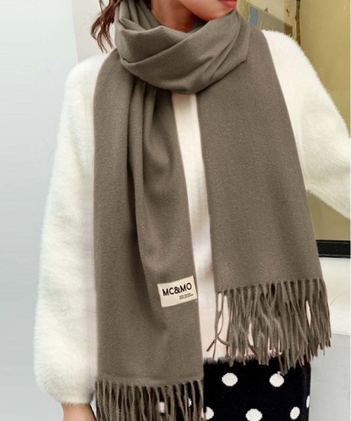 Girly Doll（ガーリードール）の「フリンジ大判マフラー ストール（マフラー・レディース・ブラウン/グレー/グリーン/ブルー・F）」の2枚目の写真