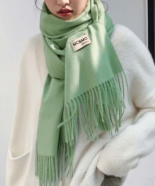 Girly Doll（ガーリードール）の「フリンジ大判マフラー ストール（マフラー・レディース・ブラウン/グレー/グリーン/ブルー・F）」の3枚目の写真