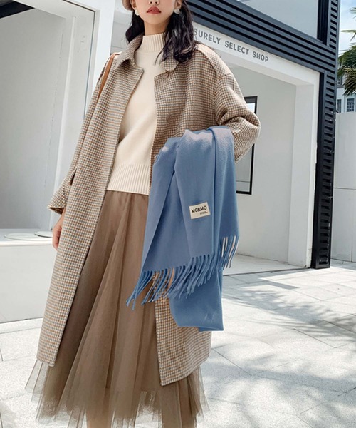 Girly Doll（ガーリードール）の「フリンジ大判マフラー ストール（マフラー・レディース・ブラウン/グレー/グリーン/ブルー・F）」の15枚目の写真