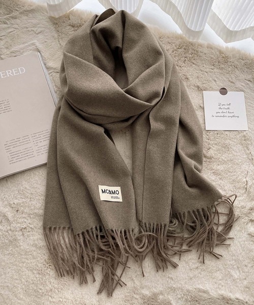 Girly Doll（ガーリードール）の「フリンジ大判マフラー ストール（マフラー・レディース・ブラウン/グレー/グリーン/ブルー・F）」の10枚目の写真