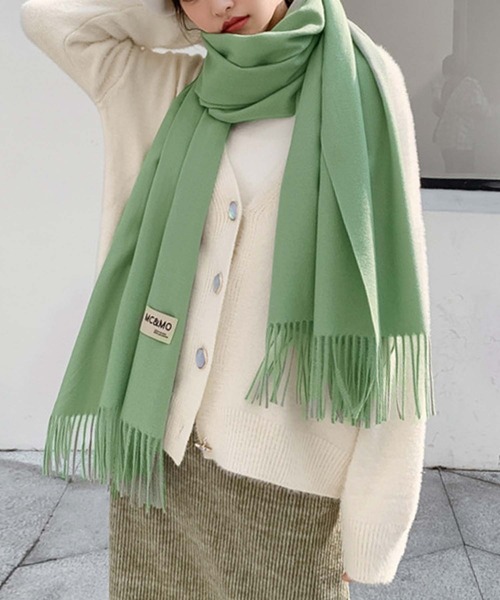 Girly Doll（ガーリードール）の「フリンジ大判マフラー ストール（マフラー・レディース・ブラウン/グレー/グリーン/ブルー・F）」の7枚目の写真