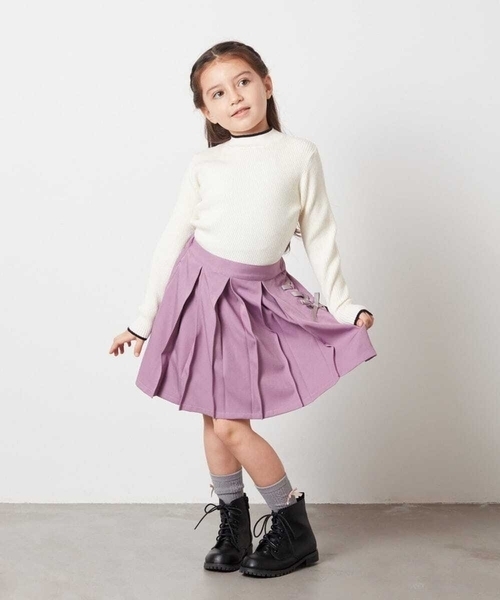 a.v.v（アーヴェヴェ）の「[140-150]サイドレースアップスカート（スカート・キッズ・ライラック/ベージュ・150/140）」の3枚目の写真