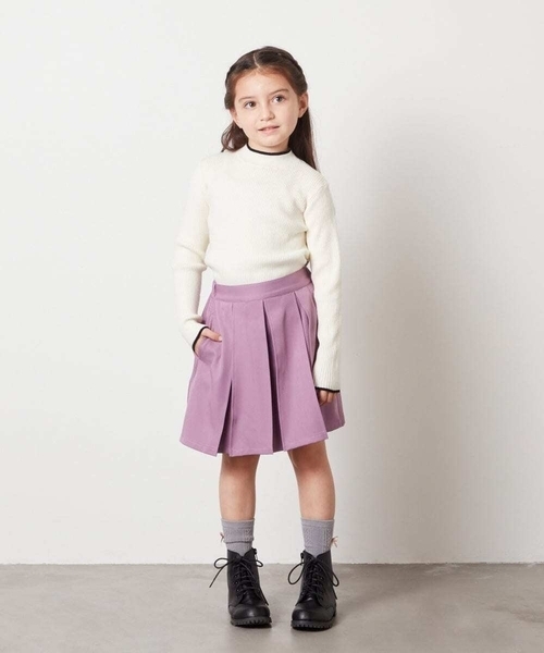 a.v.v（アーヴェヴェ）の「[140-150]サイドレースアップスカート（スカート・キッズ・ライラック/ベージュ・150/140）」の6枚目の写真
