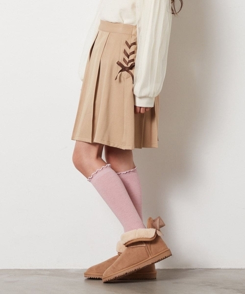 a.v.v（アーヴェヴェ）の「[140-150]サイドレースアップスカート（スカート・キッズ・ライラック/ベージュ・150/140）」の11枚目の写真