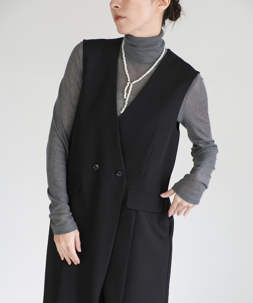 select MOCA（セレクトモカ）の「【セレモニー】ノーカラーダブルボタンオールインワン（サロペット/オーバーオール・レディース・グレー/ブラック・FREE）」の3枚目の写真