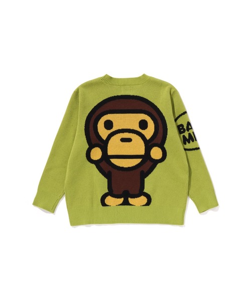 A BATHING APE（アベイシングエイプ）の「BIG BABY MILO COTTON KNIT SWEATER（ニット/セーター・キッズ・グリーン/ブルー・110/100/120/130）」の3枚目の写真