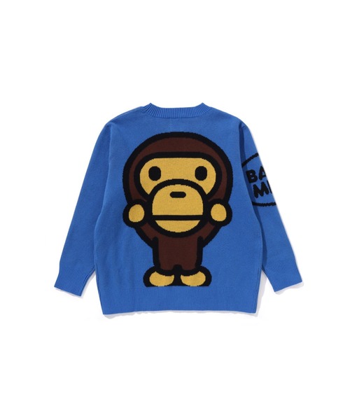 A BATHING APE（アベイシングエイプ）の「BIG BABY MILO COTTON KNIT SWEATER（ニット/セーター・キッズ・グリーン/ブルー・110/100/120/130）」の4枚目の写真