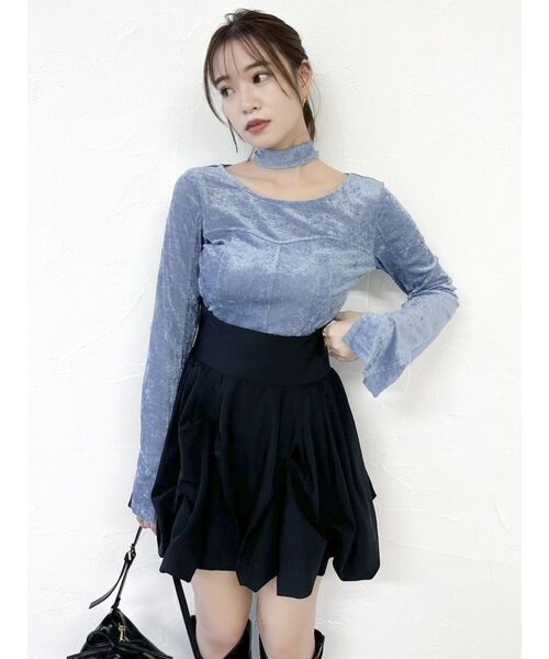 dazzlin（ダズリン）の「バリエシアーカットトップス（Tシャツ/カットソー・レディース・オフホワイト/ブラック/ピンク/ブルー・FREE）」の8枚目の写真