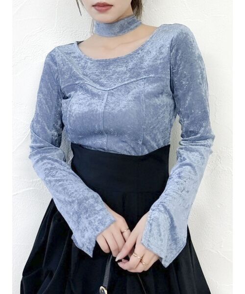 dazzlin（ダズリン）の「バリエシアーカットトップス（Tシャツ/カットソー・レディース・オフホワイト/ブラック/ピンク/ブルー・FREE）」の9枚目の写真