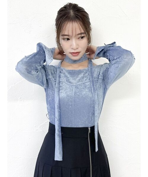 dazzlin（ダズリン）の「バリエシアーカットトップス（Tシャツ/カットソー・レディース・オフホワイト/ブラック/ピンク/ブルー・FREE）」の13枚目の写真