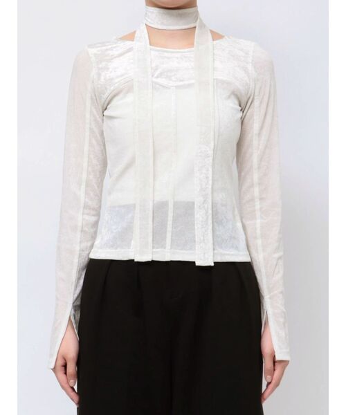 dazzlin（ダズリン）の「バリエシアーカットトップス（Tシャツ/カットソー・レディース・オフホワイト/ブラック/ピンク/ブルー・FREE）」の14枚目の写真