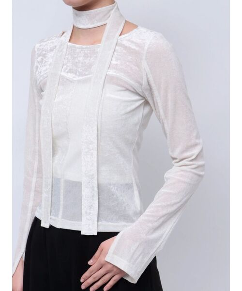 dazzlin（ダズリン）の「バリエシアーカットトップス（Tシャツ/カットソー・レディース・オフホワイト/ブラック/ピンク/ブルー・FREE）」の18枚目の写真