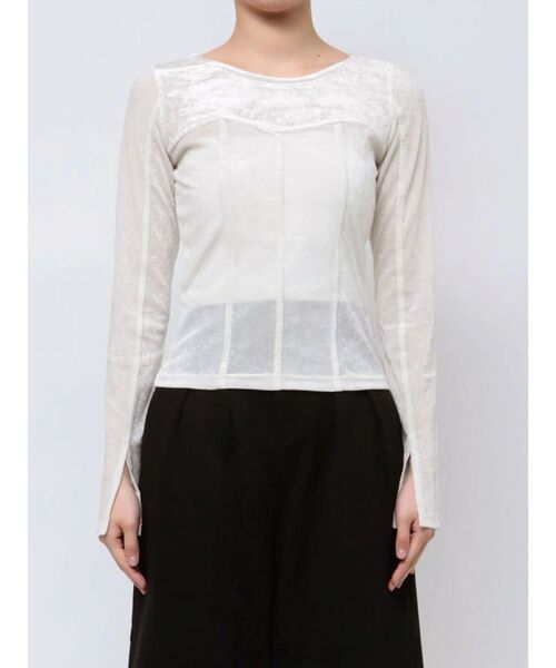 dazzlin（ダズリン）の「バリエシアーカットトップス（Tシャツ/カットソー・レディース・オフホワイト/ブラック/ピンク/ブルー・FREE）」の22枚目の写真