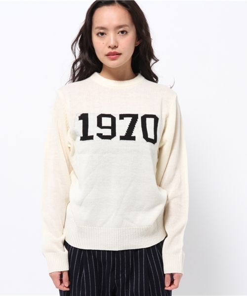 SEVENDAYS=SUNDAY（セブンデイズサンデイ）の「７Ｇジャガードロゴ　クルーネックプルオーバー（ニット/セーター・レディース・ネイビー/カーキ/オフホワイト・LARGE/MEDIUM）」の11枚目の写真