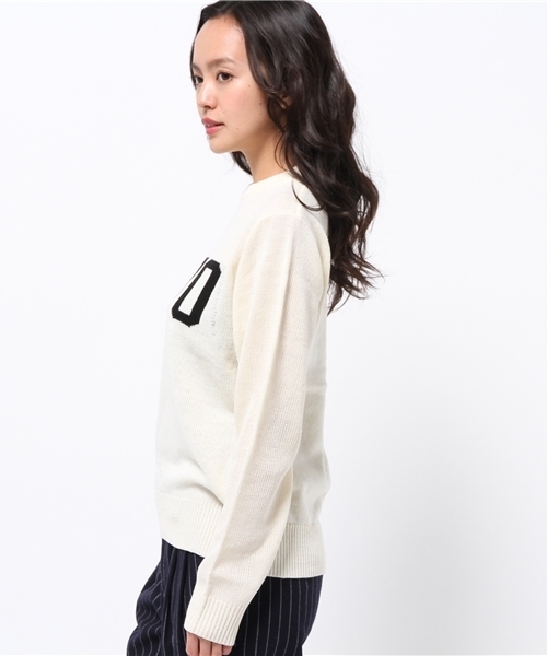 SEVENDAYS=SUNDAY（セブンデイズサンデイ）の「７Ｇジャガードロゴ　クルーネックプルオーバー（ニット/セーター・レディース・ネイビー/カーキ/オフホワイト・LARGE/MEDIUM）」の5枚目の写真