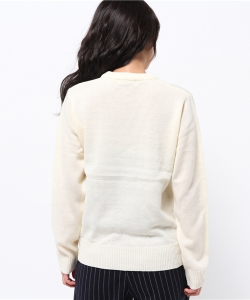 SEVENDAYS=SUNDAY（セブンデイズサンデイ）の「７Ｇジャガードロゴ　クルーネックプルオーバー（ニット/セーター・レディース・ネイビー/カーキ/オフホワイト・LARGE/MEDIUM）」の6枚目の写真