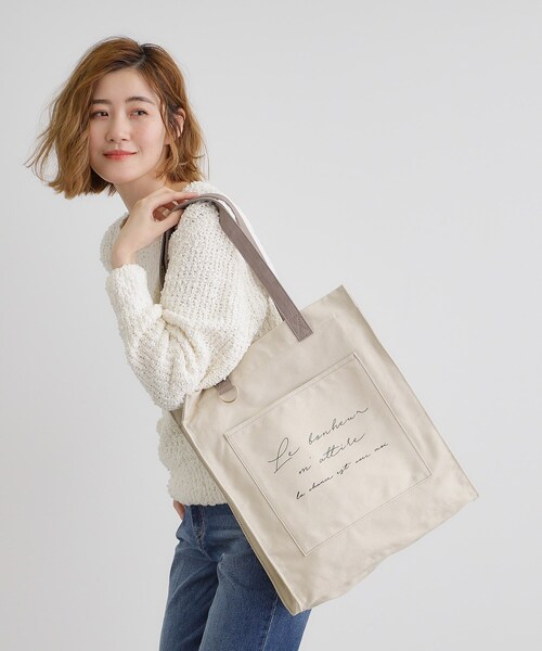 grove（グローブ）の「【大人の推し活にも！】ロゴキャンバストート【A4・多機能】（トートバッグ・レディース・ブラック/ライトベージュ/ダークグレー/パープル・00）」の5枚目の写真