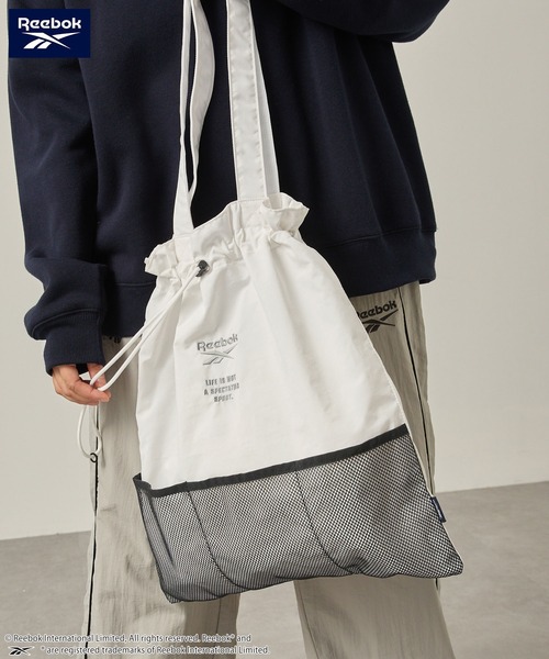 Reebok(リーボック)の「Reebok/リーボック 別注 ロゴ刺繍ナイロンドロストトートバッグ(トートバッグ・レディース・オフホワイト/ブラック・FREE)」の6枚目の写真