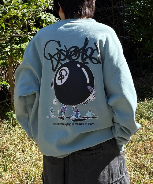 ILL'S(イルズ)の「ビリヤード / GHOST / フラワー PTトレーナー 発泡プリント サガラ刺繍 ビッグシルエット クルーネックプルオーバースウェット メンズ レディース(スウェット・メンズ・ホワイト系その他/サックスブルー系/ホワイト系その他3/ブラック系その他4/ピンク系その他2/ブラック系その他2/ブラック系その他/ホワイト系その他2/ホワイト系その他4/ブラック系その他3・M/L)」の9枚目の写真