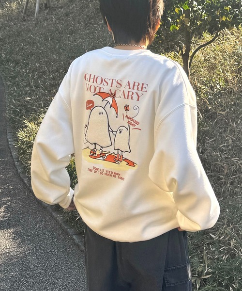ILL'S(イルズ)の「ビリヤード / GHOST / フラワー PTトレーナー 発泡プリント サガラ刺繍 ビッグシルエット クルーネックプルオーバースウェット メンズ レディース(スウェット・メンズ・ホワイト系その他/サックスブルー系/ホワイト系その他3/ブラック系その他4/ピンク系その他2/ブラック系その他2/ブラック系その他/ホワイト系その他2/ホワイト系その他4/ブラック系その他3・M/L)」の3枚目の写真