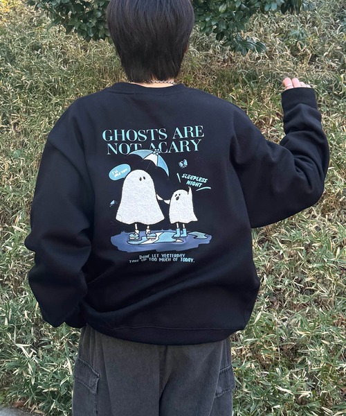 ILL'S(イルズ)の「ビリヤード / GHOST / フラワー PTトレーナー 発泡プリント サガラ刺繍 ビッグシルエット クルーネックプルオーバースウェット メンズ レディース(スウェット・メンズ・ホワイト系その他/サックスブルー系/ホワイト系その他3/ブラック系その他4/ピンク系その他2/ブラック系その他2/ブラック系その他/ホワイト系その他2/ホワイト系その他4/ブラック系その他3・M/L)」の6枚目の写真