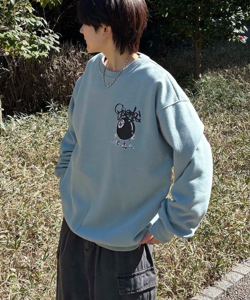 ILL'S(イルズ)の「ビリヤード / GHOST / フラワー PTトレーナー 発泡プリント サガラ刺繍 ビッグシルエット クルーネックプルオーバースウェット メンズ レディース(スウェット・メンズ・ホワイト系その他/サックスブルー系/ホワイト系その他3/ブラック系その他4/ピンク系その他2/ブラック系その他2/ブラック系その他/ホワイト系その他2/ホワイト系その他4/ブラック系その他3・M/L)」の16枚目の写真