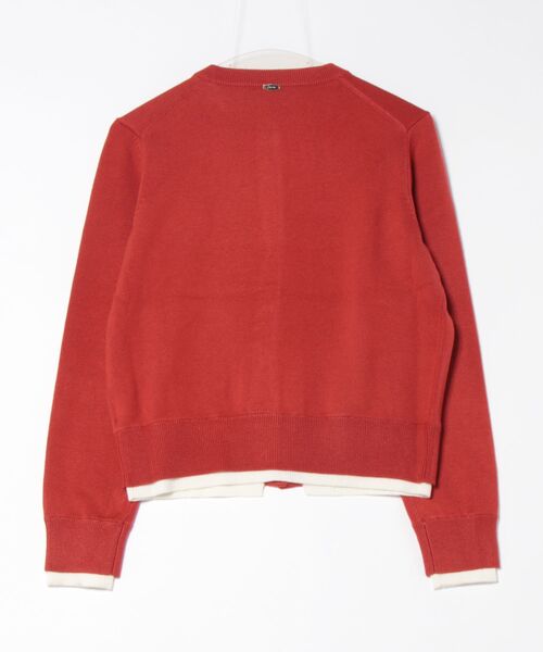 Jines（ジネス）の「ヘム配色クルーネックカーディガン（カーディガン/ボレロ・レディース・ホワイト/ネイビー/グリーン/レンガ・38）」の5枚目の写真