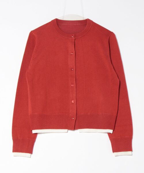 Jines（ジネス）の「ヘム配色クルーネックカーディガン（カーディガン/ボレロ・レディース・ホワイト/ネイビー/グリーン/レンガ・38）」の17枚目の写真