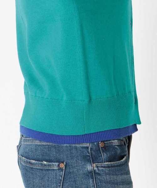 Jines（ジネス）の「ヘム配色クルーネックカーディガン（カーディガン/ボレロ・レディース・ホワイト/ネイビー/グリーン/レンガ・38）」の7枚目の写真