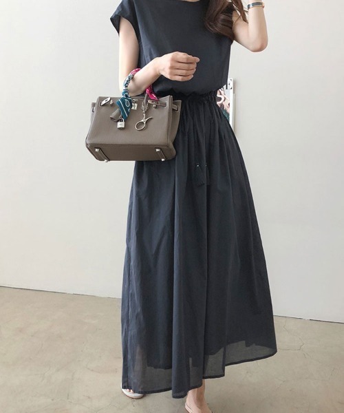 SallyLunn(サリーラン)の「リネンタッチマキシ丈ワンピース(ワンピース・レディース・ブラック/ベージュ/ネイビー/チェック・MEDIUM/LARGE)」の4枚目の写真