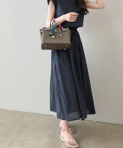 SallyLunn(サリーラン)の「リネンタッチマキシ丈ワンピース(ワンピース・レディース・ブラック/ベージュ/ネイビー/チェック・MEDIUM/LARGE)」の8枚目の写真