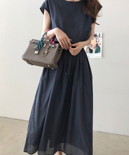 SallyLunn(サリーラン)の「リネンタッチマキシ丈ワンピース(ワンピース・レディース・ブラック/ベージュ/ネイビー/チェック・MEDIUM/LARGE)」の7枚目の写真