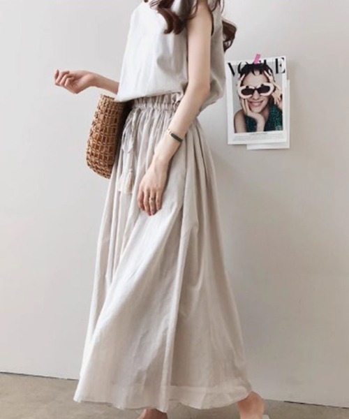 SallyLunn(サリーラン)の「リネンタッチマキシ丈ワンピース(ワンピース・レディース・ブラック/ベージュ/ネイビー/チェック・MEDIUM/LARGE)」の5枚目の写真